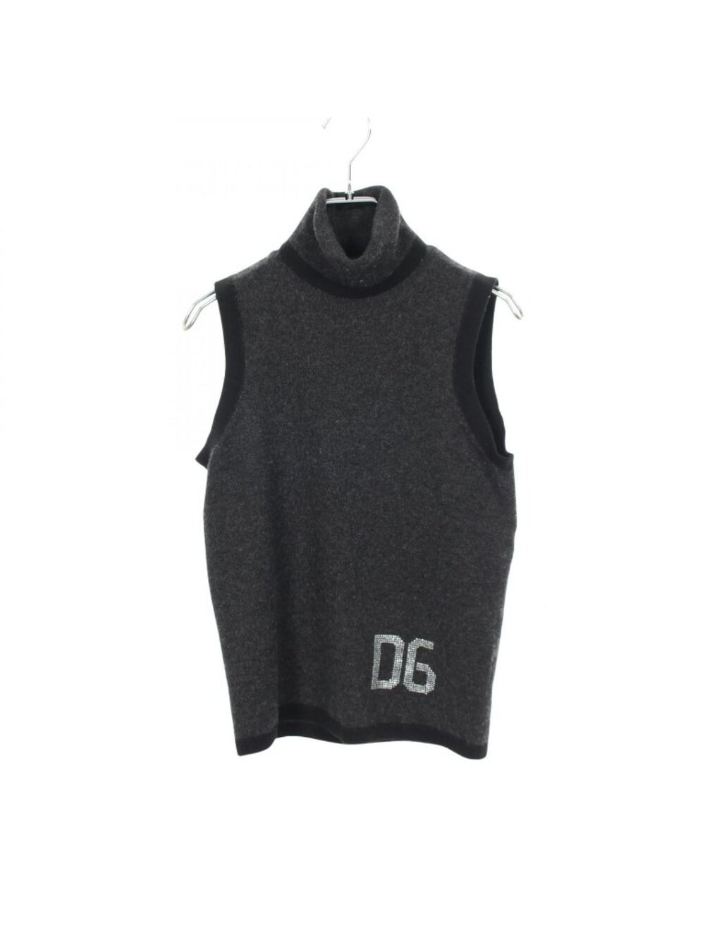 Dolce & Gabbana Knit Logo Turtleneck Sleeveless Cashmere Sweater